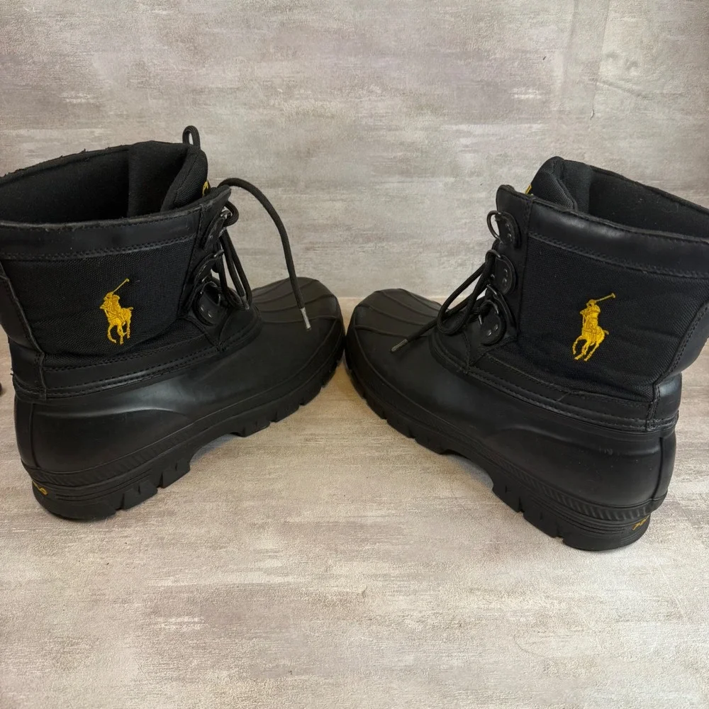 Polo Ralph Lauren Crestwick Mens Black Duck Boots Rubber Rain Snow 10D 11763 J15